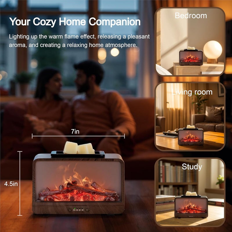 MeplLivs Electric Wax Melt Warmer Dynamic Flame Fireplace PTC Heating Plate Monochromatic Wax Burner Fragrance Wax Warmer for Home Office Gifts & Decor£¨Wood Grain£© - Image 5